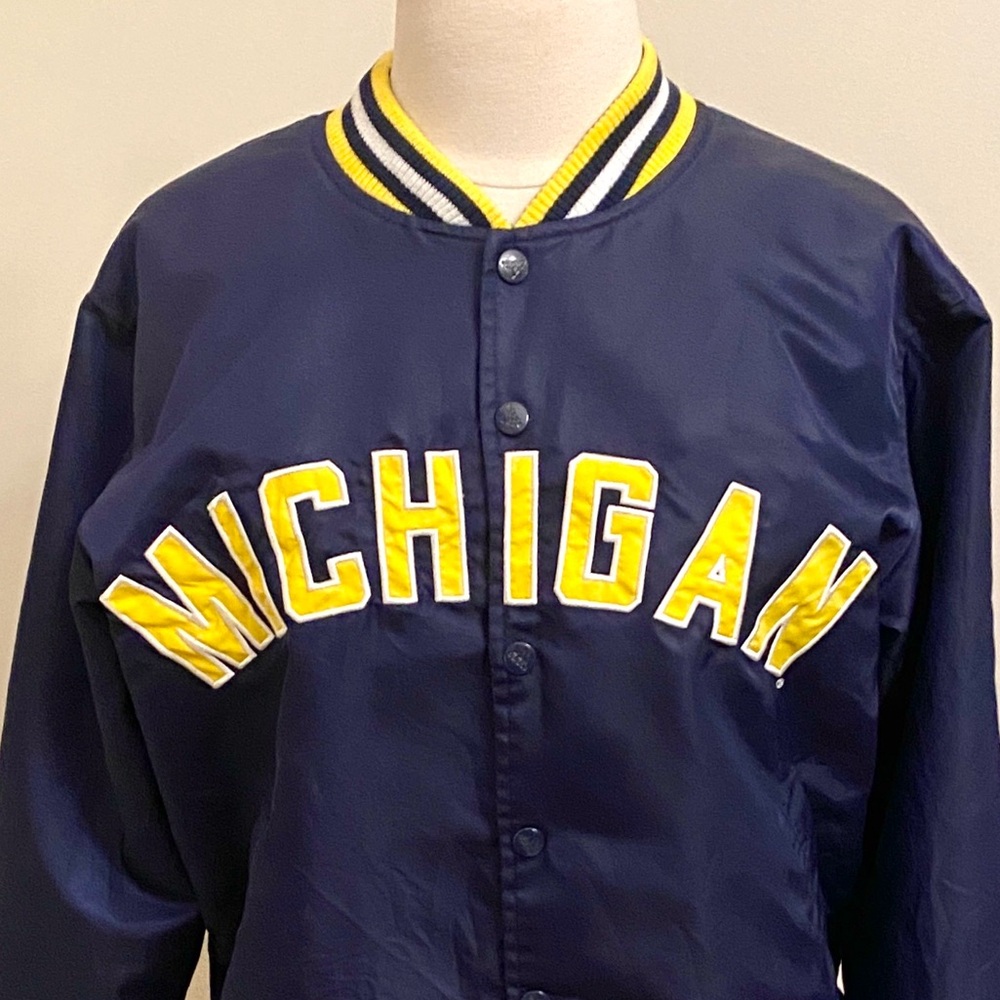 Adidas Men’s Michigan Wolverine Vintage Blue Yellow SZ 14/16 College Y2K Jacket - Picture 2 of 14